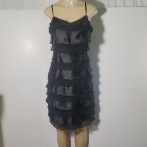 Adrianna Silk Dress Black Layered Sleeveless Size 12